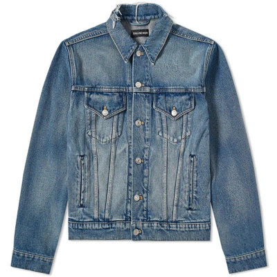 Balenciaga Political Campaign Logo Denim Jacket In Blue | ModeSens