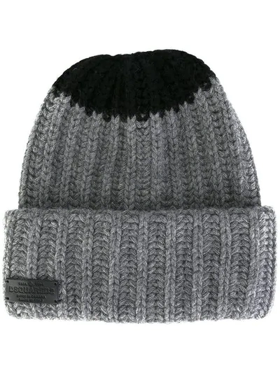 Dsquared2 Contrast Knit Beanie - Grey