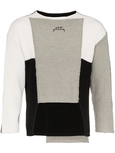A-cold-wall* Panelled Asymmetric Merino Blend Jumper In Black