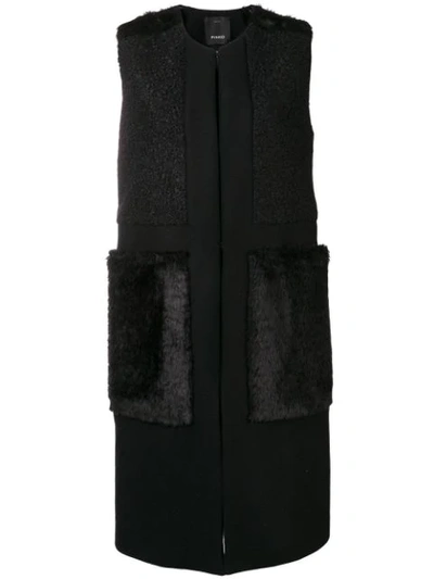 Pinko Panelled Sleeveless Coat In Black