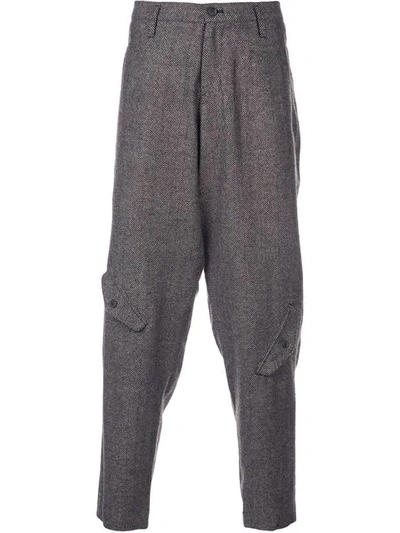 Yohji Yamamoto Pocket Detail Trousers In Brown