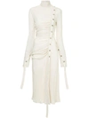Dalood Side Button Turtleneck Dress - White