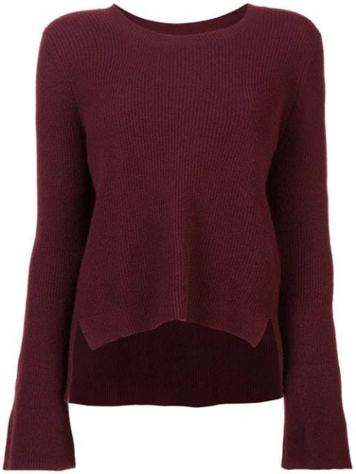 Nicole Miller Cashmere Bell Sleeved Sweater - Red