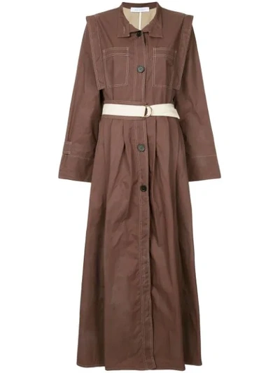 Walk Of Shame Belted Shirt Dress In Brown