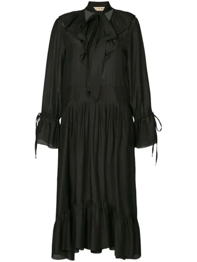 Flow The Label Pleated Shirt Dress In Black