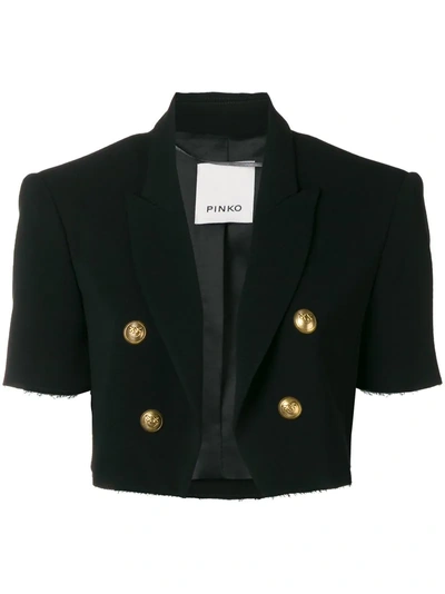 Pinko Double Breasted Cropped Jacket In Black