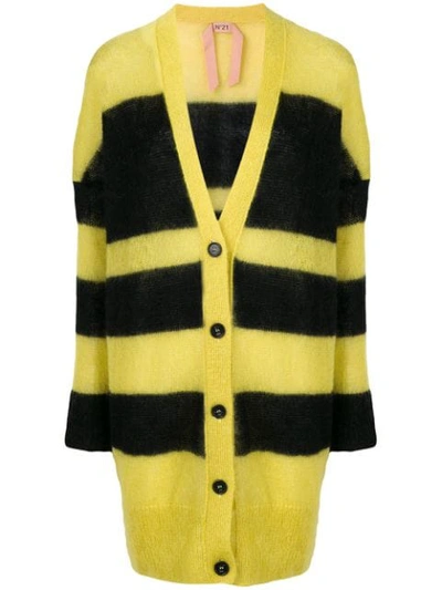 N°21 Nº21 Striped Oversized Cardigan - Yellow