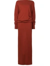 Jacquemus Slash Neck Knit Dress - Red