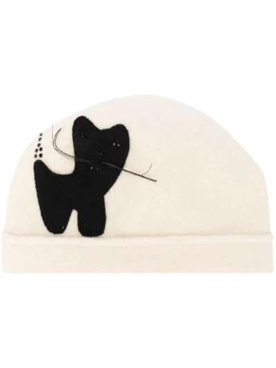 Le Chapeau Cat Embellished Hat In White