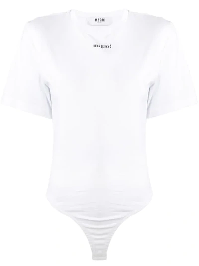 Msgm Logo Print Bodysuit - White