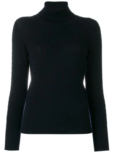 Thom Browne Baby Cable Turtleneck In Fine Merino Wool In Blue