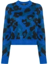 Rag & Bone Cow Pattern Knitted Sweatshirt - Blue