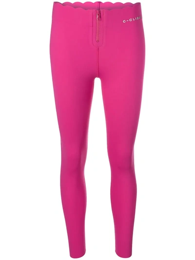 Pinko Scalloped Zip Leggings In Pink