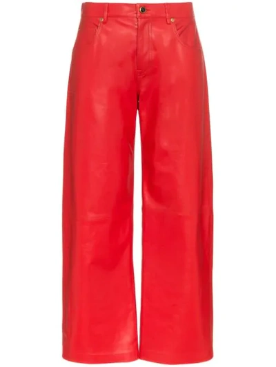 Khaite Wendell Cropped Wide-leg Jeans In Red