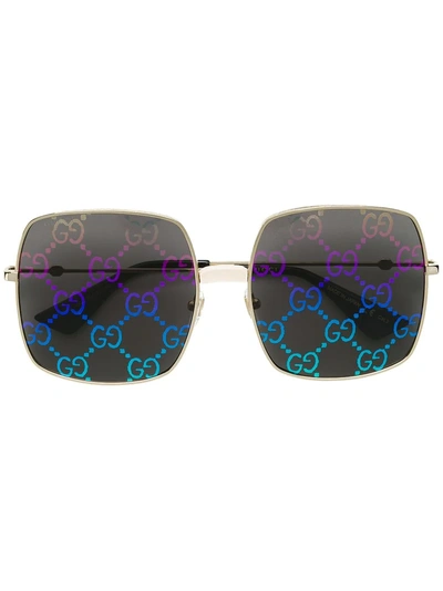 Gucci Eyewear Printed Logo Square Sunglasses - Metallic
