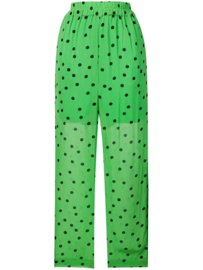 Ganni Polka Dot Trousers In Green
