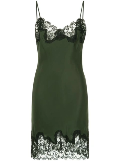 Gold Hawk Lace Trim Slip Dress - Green