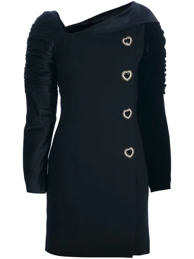 Pre-owned Versace Structured Buttoned Dress In Black