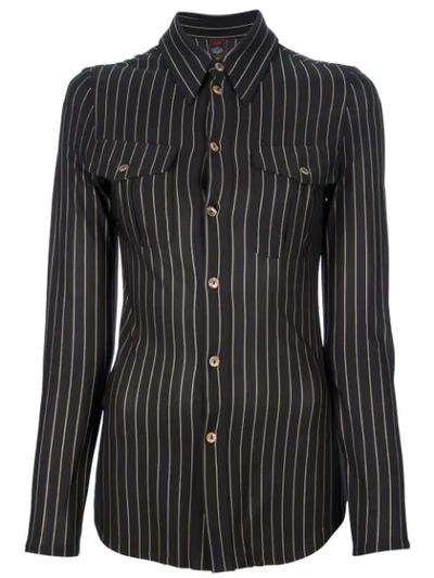 Pre-owned Jean Paul Gaultier Vintage Fitted Striped Shirt In Black