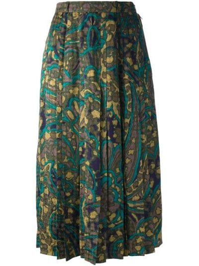 Pre-owned Jean Louis Scherrer Vintage Abstract Floral Print Skirt In Multicolour