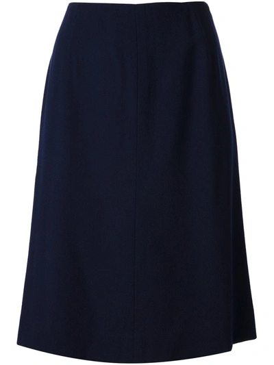 Pre-owned Krizia Vintage 1970s Straight Cut Skirt In Blue