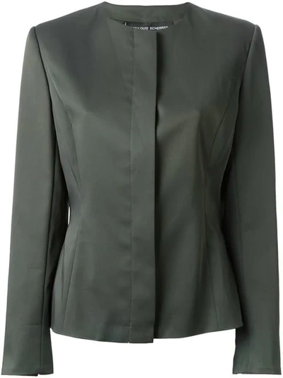 Pre-owned Jean Louis Scherrer Vintage Classic Crepe Jacket In Grey
