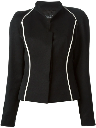 Pre-owned Jean Louis Scherrer Vintage Contrast Trim Jacket In Black