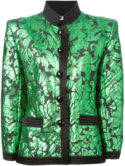 Pre-owned Saint Laurent Fitted Jacquard Jacket In Green