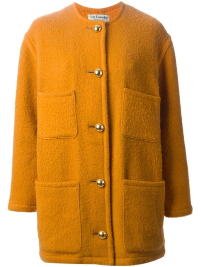 Pre-owned Guy Laroche Vintage Single Breasted Coat In Yellow
