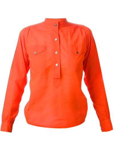 Pre-owned Saint Laurent Mandarin Neck Shirt In Orange