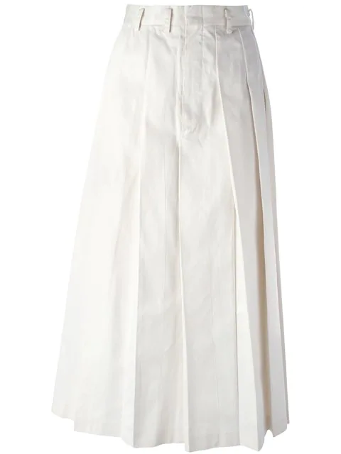 Pre-Owned Comme Des GarÇons Long Pleated Skirt In White | ModeSens