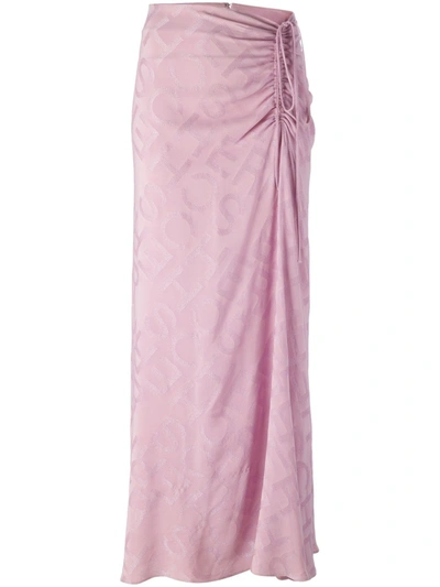 Pre-owned Jean Louis Scherrer Vintage Draped Drawstring Skirt In Pink