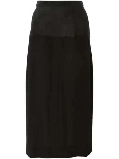 Pre-owned Saint Laurent Panel Pencil Skirt In Black