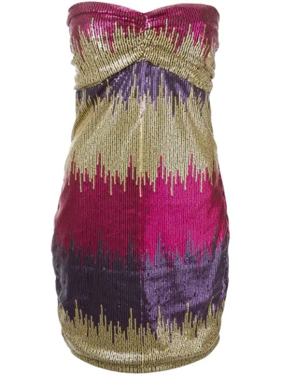 Pre-owned Versace Strapless Sequined Mini Dress In Pink