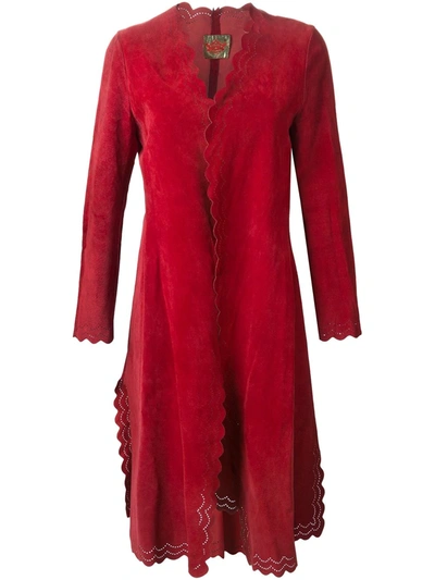 Pre-owned Roberta Di Camerino Scalloped Hem Coat In Red