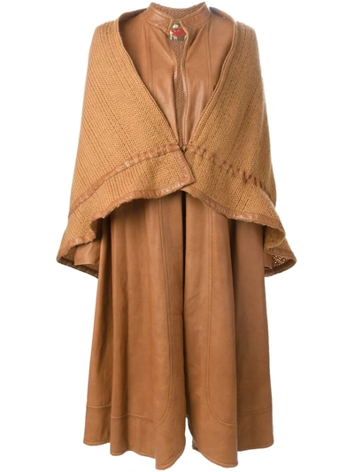 Pre-owned Roberta Di Camerino 1970s Layered Long Coat In Neutrals