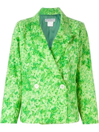 Saint Laurent Yves  Vintage Floral Print Blazer - Green In Green