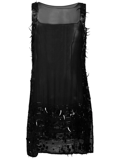 Pre-owned Jean Paul Gaultier Vintage Sheer Sequinned Shift Dress In Black