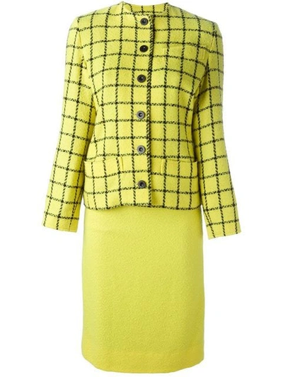 Jean Louis Scherrer Vintage Woven Check Suit - Yellow