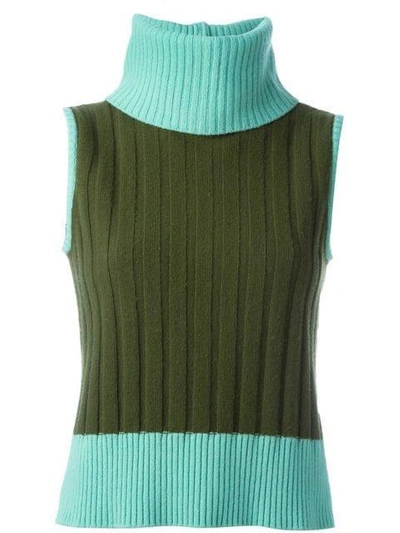 Pre-owned Versace Sleeveless Sweater In Green