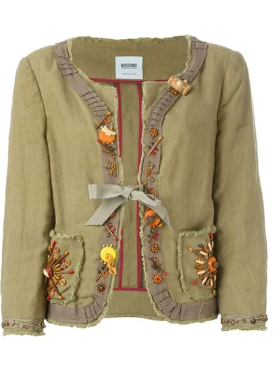 Pre-owned Moschino Vintage Embellished Jacket In Green