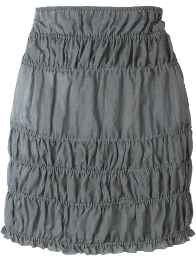 Pre-owned Romeo Gigli Vintage Ruched Mini Skirt In Grey