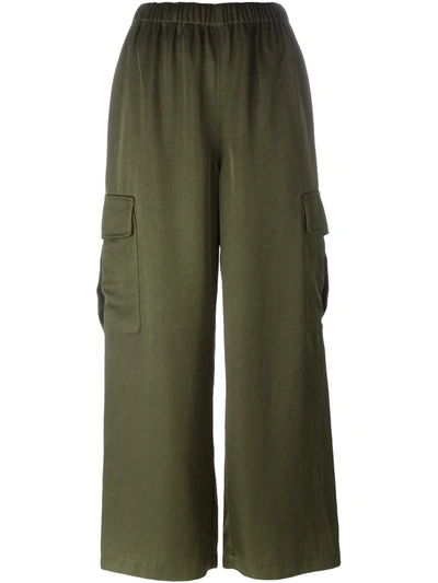 Pre-owned Comme Des Garçons Wide-leg Cargo Trousers In Green