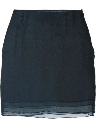 Pre-owned Romeo Gigli Vintage Layered Mini Skirt In Blue
