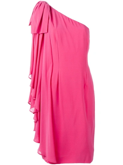 Pre-owned Jean Louis Scherrer Vintage 1970s Draped One-shoulder Dress In Pink
