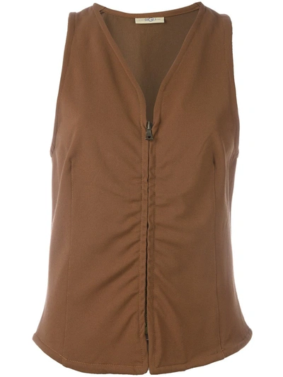 Pre-owned Romeo Gigli Vintage V-neck Gilet In Brown