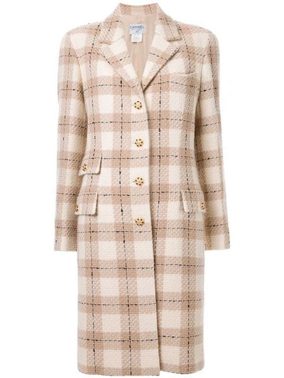 Pre-owned Chanel Vintage Checked Coat - Brown