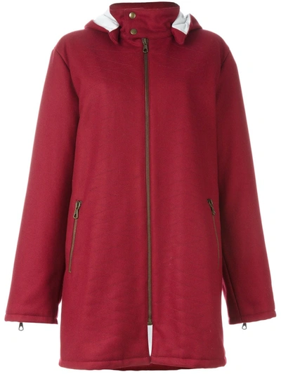 Pre-owned Romeo Gigli Vintage Stitch Detail Hooded Coat In Red