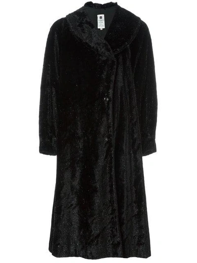 Pre-owned Emanuel Ungaro Vintage Faux Fur Coat In Black