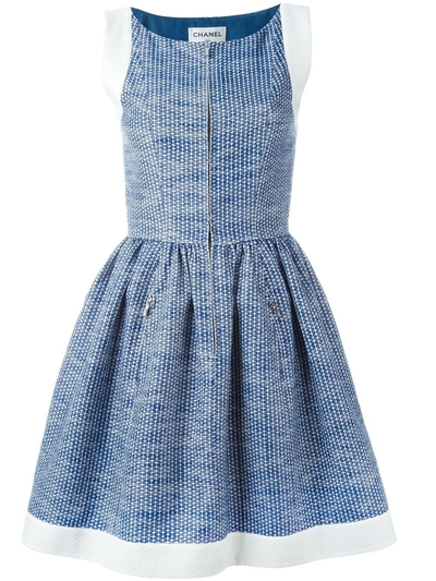 Pre-owned Chanel 2013 Pleated A-line Dress In Blue